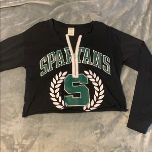 PINK Half Zip Cropped Tee